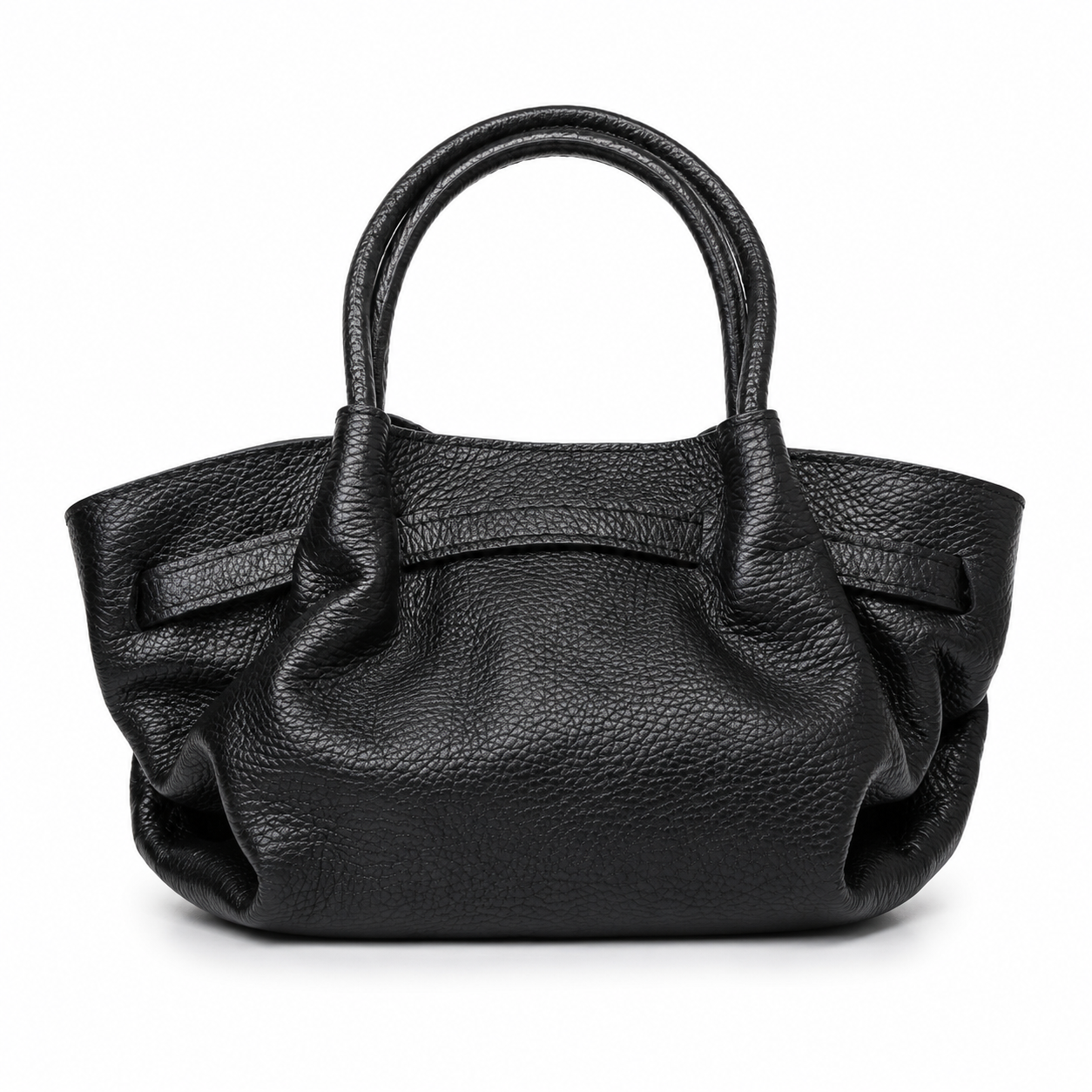 Малка дамска slouchy tote чанта „Noir“ от естествена кожа