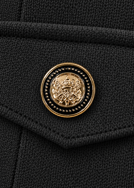 Черно | Дамска плетена пола с копчета с герб | button