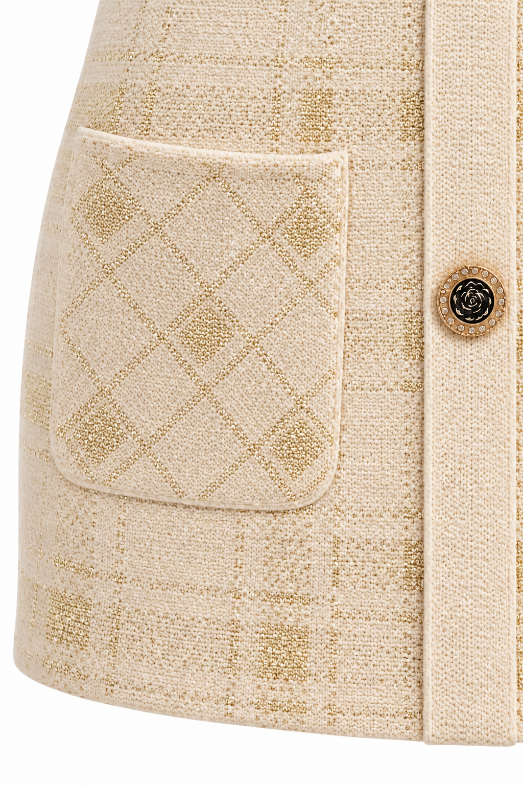 Екрю | Плетена пола — плетиво и подгъв, джоб с диагонално каре