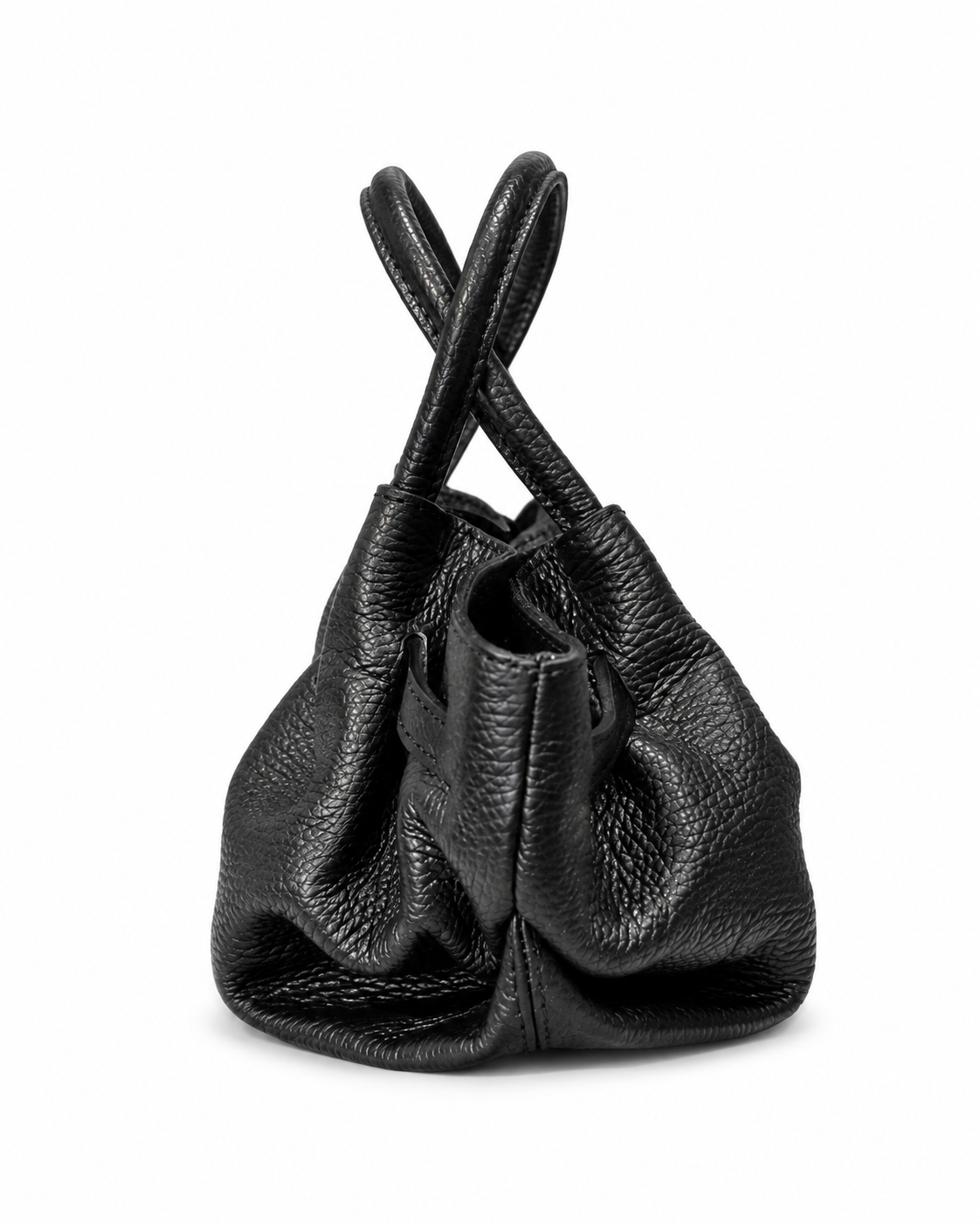 Малка дамска slouchy tote чанта „Noir“ от естествена кожа