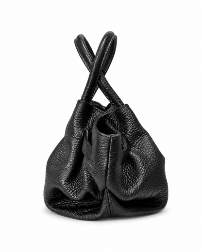 Малка дамска slouchy tote чанта „Noir“ от естествена кожа