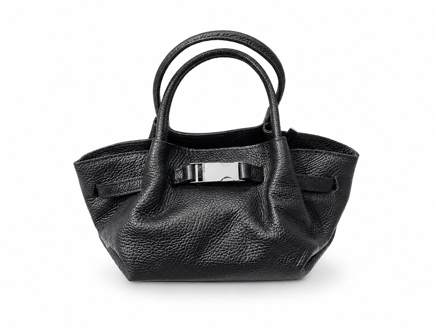 Малка дамска slouchy tote чанта „Noir“ от естествена кожа