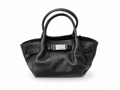 Малка дамска slouchy tote чанта „Noir“ от естествена кожа