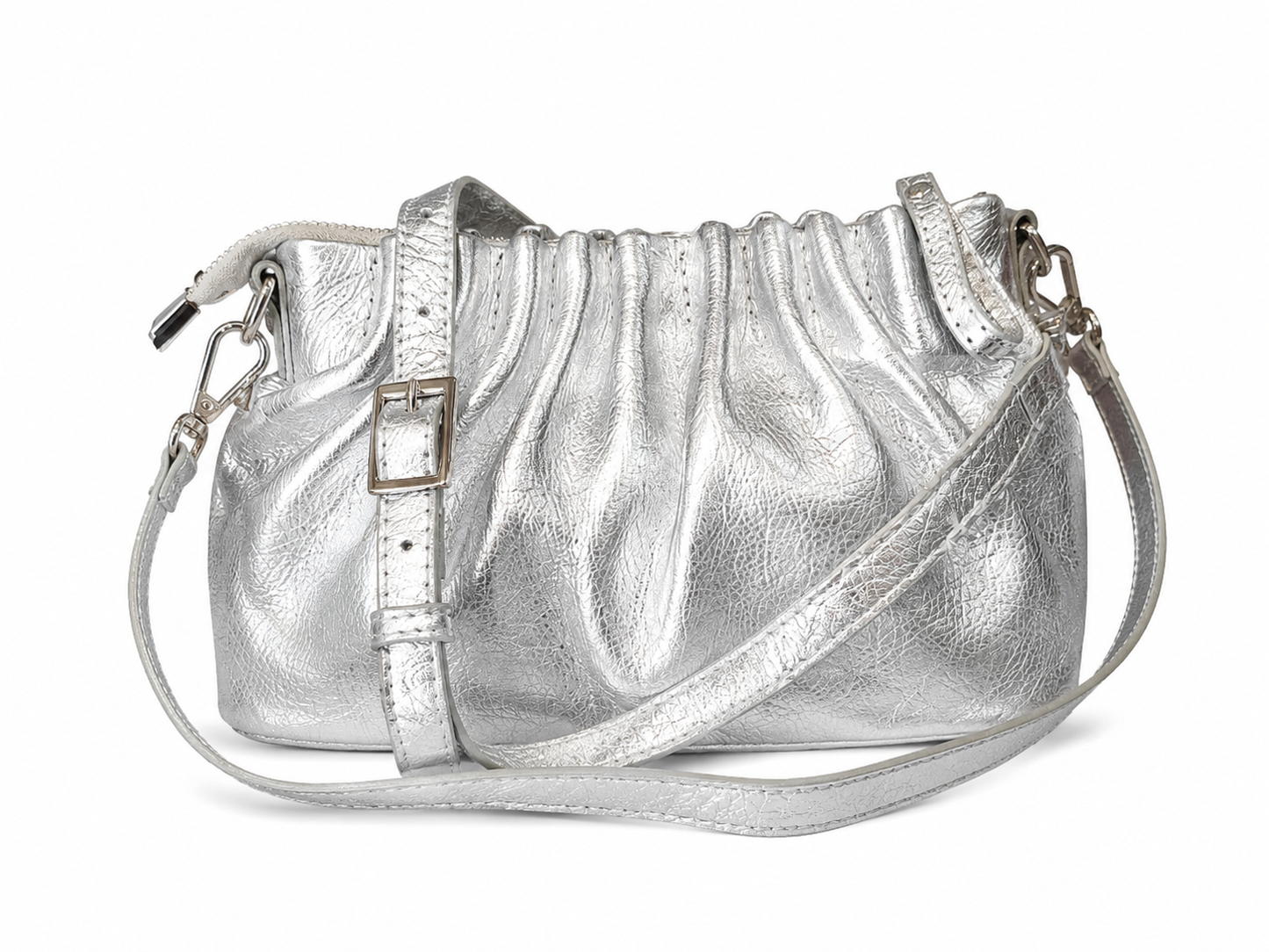 Малка дамска ruched shoulder bag „Selene“ от естествена кожа
