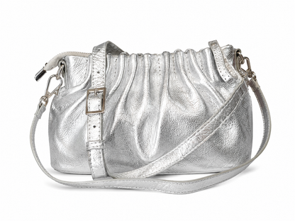 Малка дамска ruched shoulder bag „Selene“ от естествена кожа