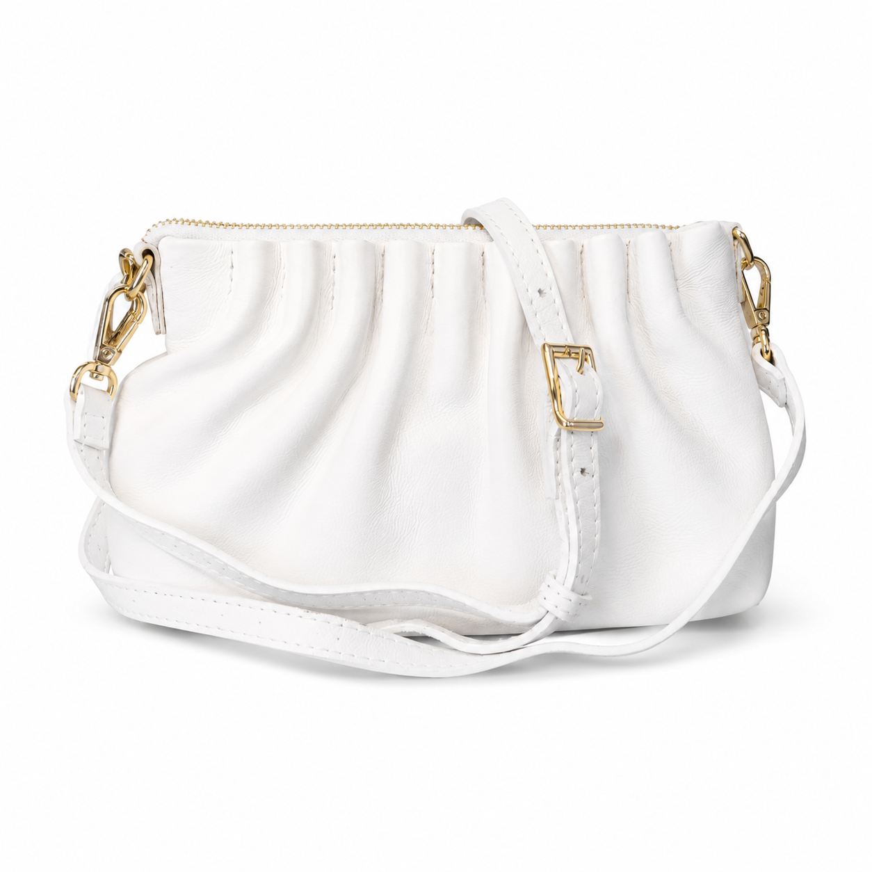 Малка дамска ruched shoulder bag „Selene“ от естествена кожа